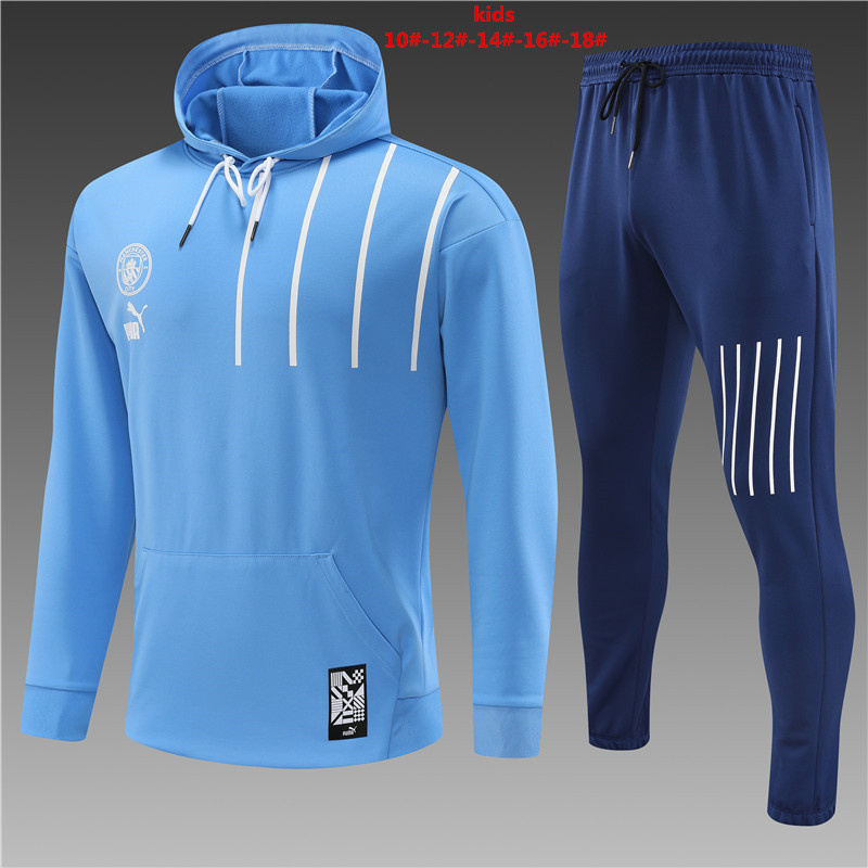 Kids Manchester City 22/23 Hoodie Tracksuit - Sky Blue